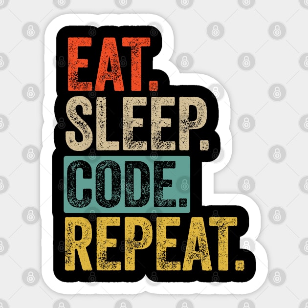 Eat sleep code repeat retro vintage Sticker by Lyume